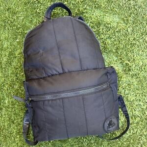 Pajar Twill Dome Quilted Puff Backpack Black Neutral Laptop Pocket Luggage Strap